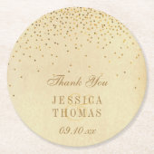 Het  Glam Gold Confetti Wedding Collectie Ronde Kartonnen Onderzetter (Voorkant)