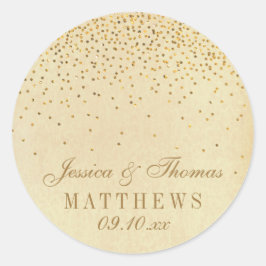 Het Glam Gold Confetti Wedding Collectie Ronde Sticker