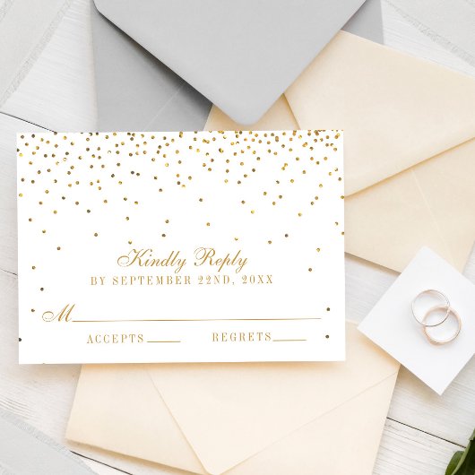 Het Glam Gold Confetti Wedding Collectie RSVP Kaartje