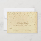Het  Glam Gold Confetti Wedding Collectie RSVP Kaartje (Voorkant)
