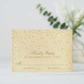 Het  Glam Gold Confetti Wedding Collectie RSVP Kaartje (Staand voorkant)
