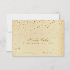 Het Glam Gold Confetti Wedding Collectie RSVP Kaartje
