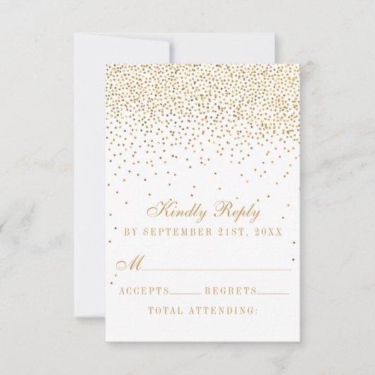 Het Glam Gold Confetti Wedding Collectie RSVP Kaartje (Voorkant)