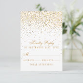 Het Glam Gold Confetti Wedding Collectie RSVP Kaartje (Staand voorkant)