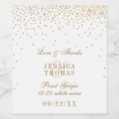 Het  Glam Gold Confetti Wedding Collectie Wijn Etiket (Enkel label)