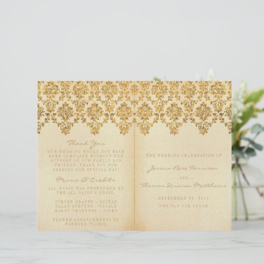 Het Glam Gold Damask Wedding Collectie (Staand voorkant)