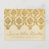 Het  Glam Gold Damask Wedding Collectie Aankondigingskaart (Voorkant)