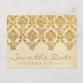 Het Glam Gold Damask Wedding Collectie Aankondigingskaart
