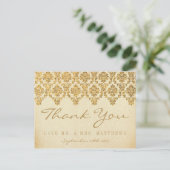 Het  Glam Gold Damask Wedding Collectie Briefkaart (Staand voorkant)