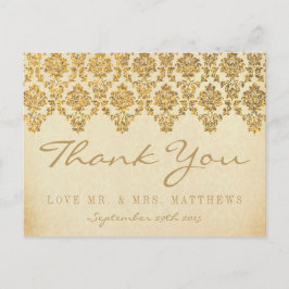 Het Glam Gold Damask Wedding Collectie Briefkaart