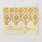 Het  Glam Gold Damask Wedding Collectie Briefkaart (Voorkant)