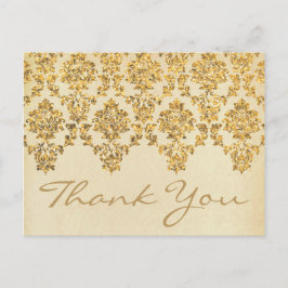 Het  Glam Gold Damask Wedding Collectie Briefkaart