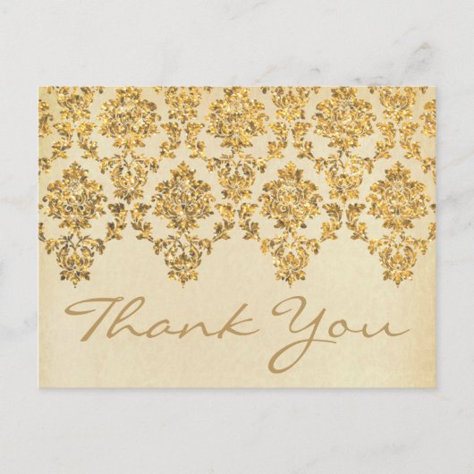 Het Glam Gold Damask Wedding Collectie Briefkaart (Voorkant)