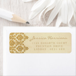 Het  Glam Gold Damask Wedding Collectie Etiket