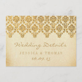 Het Glam Gold Damask Wedding Collectie Informatiekaartje