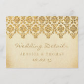 Het  Glam Gold Damask Wedding Collectie Informatiekaartje (Voorkant)
