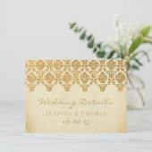 Het  Glam Gold Damask Wedding Collectie Informatiekaartje (Staand voorkant)