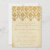 Het  Glam Gold Damask Wedding Collectie Kaart (Voorkant)