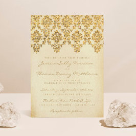 Het Glam Gold Damask Wedding Collectie Kaart