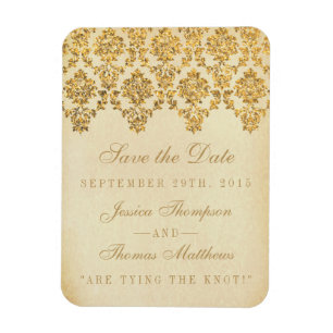 Het Glam Gold Damask Wedding Collectie Magneet