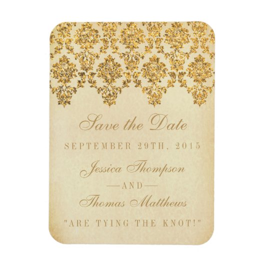 Het  Glam Gold Damask Wedding Collectie Magneet (Verticaal)