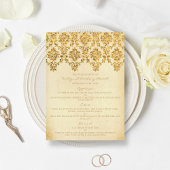 Het  Glam Gold Damask Wedding Collectie Menu