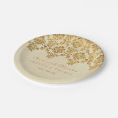 Het Glam Gold Damask Wedding Collectie Papieren Bordje (Gekanteld)