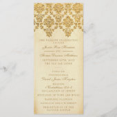Het  Glam Gold Damask Wedding Collectie Programmakaart (Voorkant)
