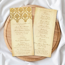 Het Glam Gold Damask Wedding Collectie Programmakaart