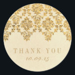 Het  Glam Gold Damask Wedding Collectie Ronde Sticker<br><div class="desc">Het  Glam Gold Damask Wedding Collectie - Stickers.</div>