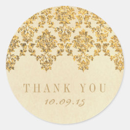 Het Glam Gold Damask Wedding Collectie Ronde Sticker