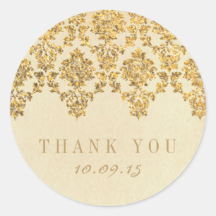 Het Glam Gold Damask Wedding Collectie Ronde Sticker
