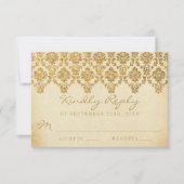 Het  Glam Gold Damask Wedding Collectie RSVP Kaartje (Voorkant)