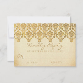 Het Glam Gold Damask Wedding Collectie RSVP Kaartje