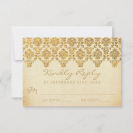 Het Glam Gold Damask Wedding Collectie RSVP Kaartje