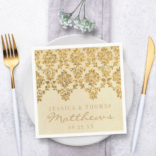 Het  Glam Gold Damask Wedding Collectie Servet