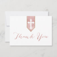 Het glanzend Blush Roos Script Baptisme Cross Dank