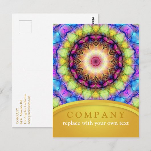Het Glas Holistic Mandala van de regenboog Briefkaart (Voorkant / Achterkant)