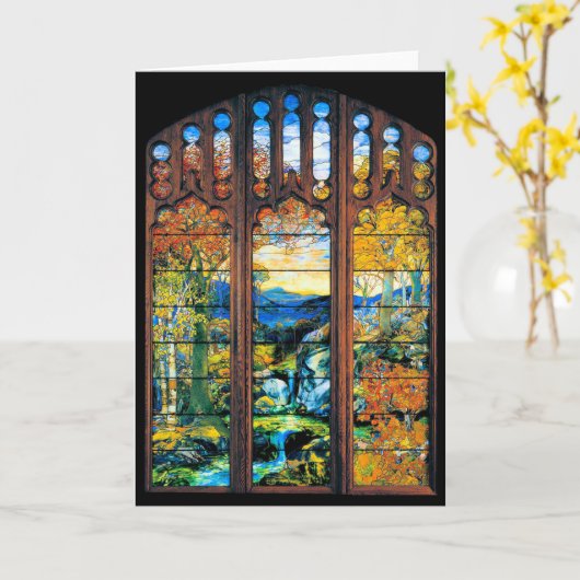 Het Glas in lood van Tiffany het Landschap van de  Kaart (Gele Bloem)