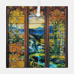 Het Glas in lood van Tiffany het Landschap van de  Ornament