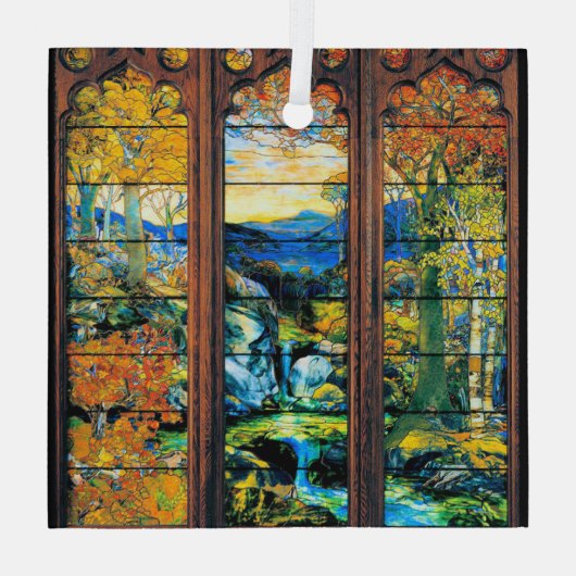 Het Glas in lood van Tiffany het Landschap van de Ornament (Achterkant)