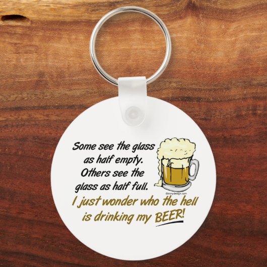 Het glas is half vol? Button Sleutelhanger (Voorkant)