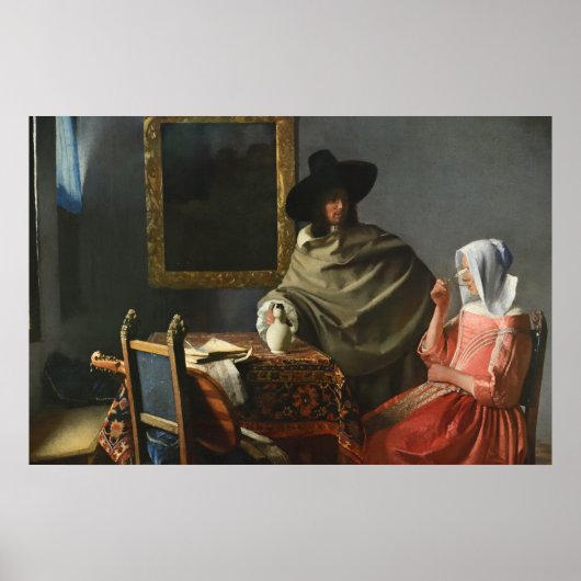 Het glas wijn (ca.1661) — Vermeer Poster (Voorkant)