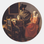 Het glas wijn ronde sticker (Voorkant)