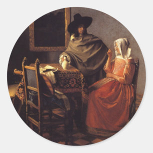 Het glas wijn ronde sticker