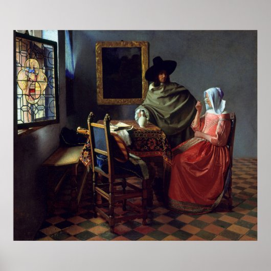Het glas wijn van Johannes Vermeer, groot Poster (Voorkant)