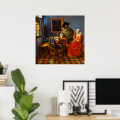 Het glas wijn van Johannes Vermeer Poster (Thuiskantoor)