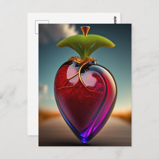 Het glashart | Digitale kunst Briefkaart (Voorkant / Achterkant)