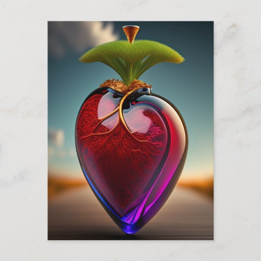 Het glashart | Digitale kunst Briefkaart (Voorkant)