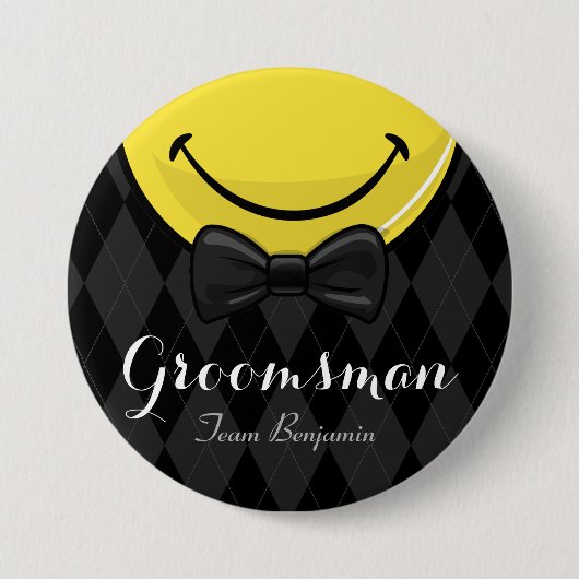 Het glimlachen Beste man/Groomsman Wedding Button (Voorkant)